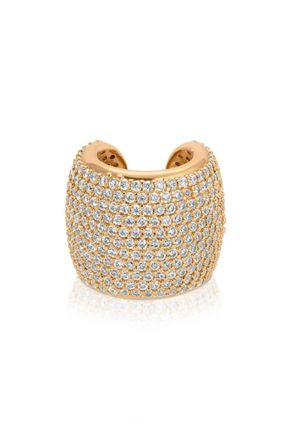 Ettika Womens Statement Chunky Ear Cuff In Clear Crystal With Gold Plating