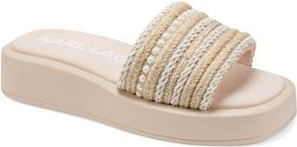 Karl Lagerfeld Ortley Platform Wedge Slide Sandal in Natural at Nordstrom, Size 5.5