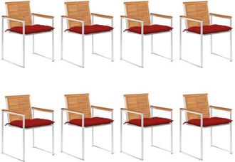 vidaXL Vidaxl - Sillas De Jard&iacute;n Y Cojines 8 Unidades Madera Maciza De Acacia