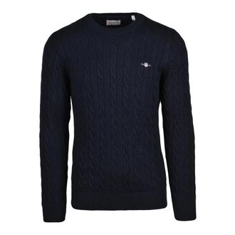 GANT Trui met ronde hals - Heren - Truien - Blauw - Maat: 2XL Katoen