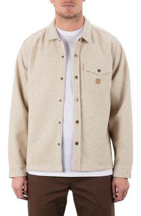 Hurley Santa Cruz Seaside Solid Flannel Button-Up Shirt Jacket in Bone at Nordstrom, Size Medium