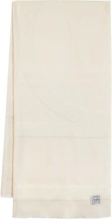 Toteme Accessoires, Dames, Wit, ONE Size, Wol, Monogram Twill Sjaal