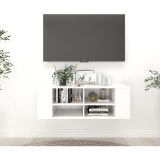 vidaXL Vidaxl - Mueble De Pared Para Tv Madera Contrachapada Blanco 102x35x35cm