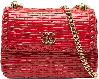 Gucci Pre-owned Gucci Mini GG Marmont Glazed Wicker Flap Crossbody Ladies 5LC6SMQ5S9PTEGBQ