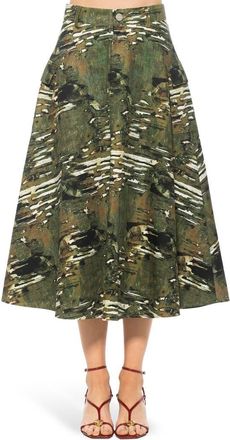 Alexia Admor Avery Cargo Midi Skirt in Green Abstract at Nordstrom Rack, Size 14