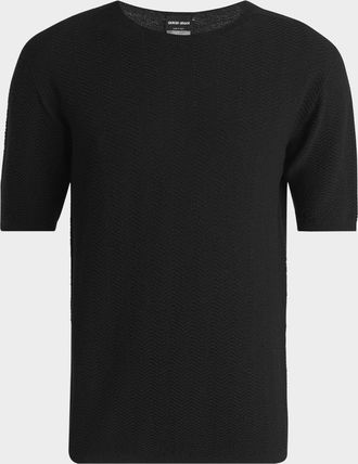 Giorgio Armani Men & apos;s Chevron Short-Sleeve Crewneck Sweater