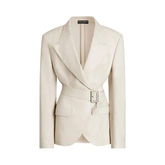 Dolce & Gabbana Notched Lapel Jacket - female - Dolce & Gabbana - Blazers - Beige - XS - Jackets