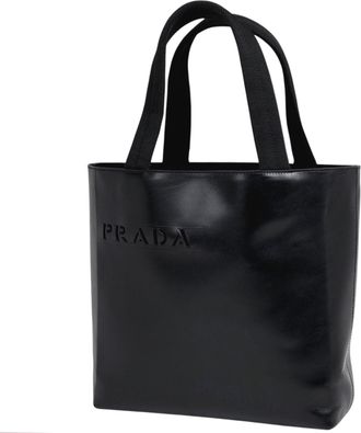 Prada Black Leather Handbag Tote Bag (Pre-Owned)