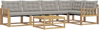 vidaXL Conjunto De Sof&aacute;s De Exterior 6 Uds. Blanco Y Gris Claro Vidaxl