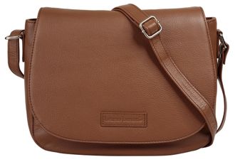 Bruno Banani Umh&auml;ngetasche BRUNO BANANI, Damen, Gr. B/H/T: 28cm x 22cm x 9cm onesize, braun (cognac), Leder, leicht gl&auml;nzend, unifarben, Taschen Umh&auml;ngetasche, ech
