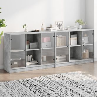 vidaXL Vidaxl - Estanter&iacute;a Con Puertas Madera De Ingenier&iacute;a Gris 204x37x75 Cm