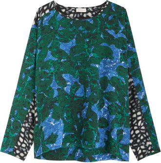 Dries Van Noten Caias Printed Silk-chiffon top - Green - 42 (UK14 / L)