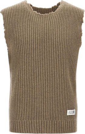 Maison Margiela Truien & Vesten, Heren, Beige, XL, Wol, Vesten