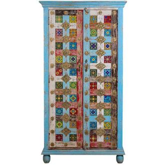 Wanderlust Deco Armario De Madera Azul 90x40x170
