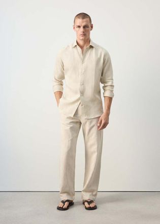 Mango Camicia regular fit 100% lino sabbia - Uomo - XXL - MANGO MAN