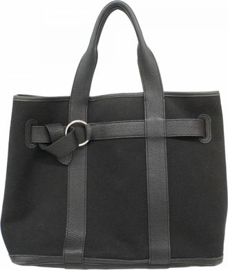 Herm&egrave;s Black Canvas Tote Bag (Pre-Owned)
