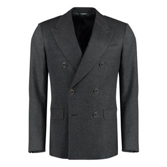 Dolce & Gabbana Blazers, male, Gray, Size: L Double-breasted Wool Blazer