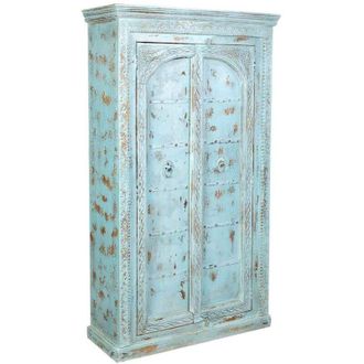 Wanderlust Deco Armario De Madera Artesanal Azul 116x45x203h Cm