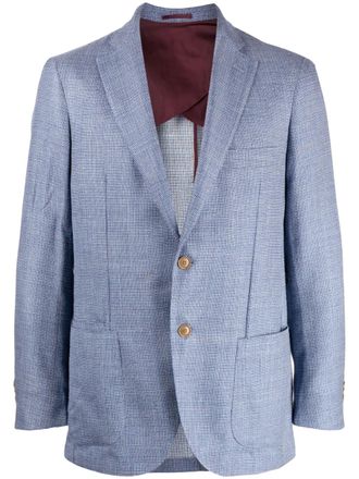 Luciano Barbera notched-lapels wool-blend blazer - men - Wool/Linen/Flax/Silk - 50 - Blue