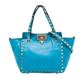 Valentino Pre-owned Studded Satchel - Dames - Pre-owned - Blauw - Maat: ONE Size Leer