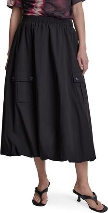 DKNY Cargo Poplin Bubble Midi Skirt in Black at Nordstrom, Size Xx-Small