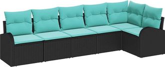 vidaXL Conjunto De Sof&aacute;s De Jard&iacute;n 6 Uds. Negro Y Turquesa Vidaxl