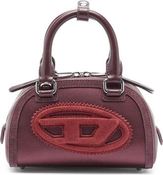 Diesel 1DR Dome - Small bowling bag in satin and suede - Crossbody Bags - Woman - Red