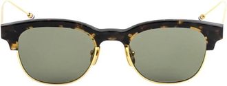 Thom Browne Acetaat en Titanium Ovale Zonnebril - unisex - Zonnebrillen - Bruin - 49 MM - Accessoires