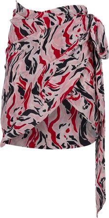 Isabel Marant Printed Wrap Skirt in Pink Silk