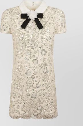 Self Portrait sequin embellished lace mini dress