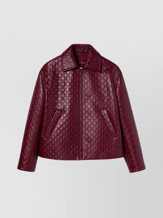 Gucci oversized leather jacket featuring embossed gg