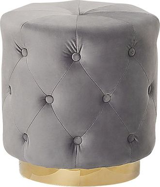 Beliani Pouf In Velluto Grigio 40x41 Cm Carrollton