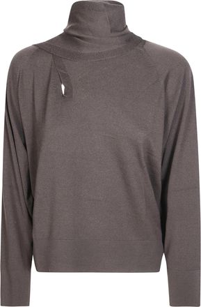 Incotex Scarf-Detail High-Neck Long-Sleeve Top