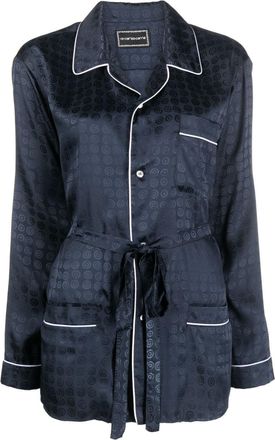 10 Corso Como Circle-motif belted-waist shirt - women - Viscose - L - Blue