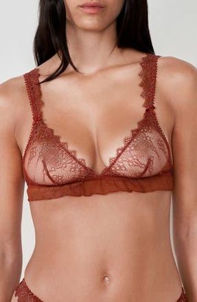 Etam Allusion Ruffle Lace Bralette in Brown at Nordstrom Rack, Size Medium