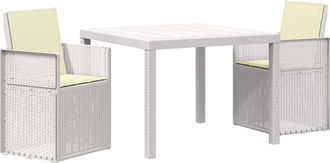 vidaXL Conjunto De Comedor De Jard&iacute;n 3 Uds. Blanco Y Crema Pp Vidaxl