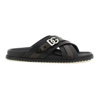 Dolce & Gabbana Schoenen, Heren, Zwart, 43 EU, Leer, DG Casual Sandalen