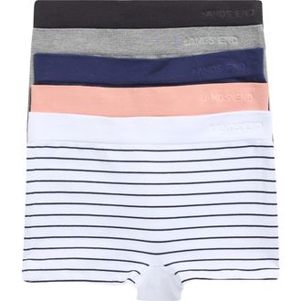Lands End 5-Pack Cotton Comfort Seamless Boyshorts in White Stripe Pack at Nordstrom Rack, Size X-Large
