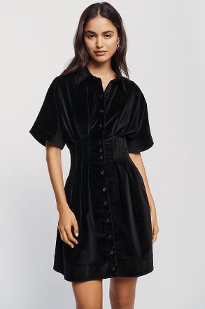 Exquise Tobie Velvet Mini Shirtdress