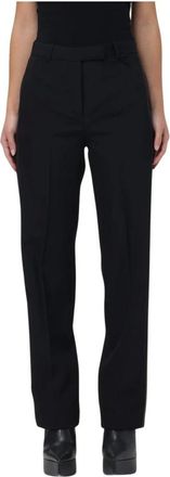 Versace Broeken, Dames, Zwart, XS, Leer, Recht Gesneden Broeken