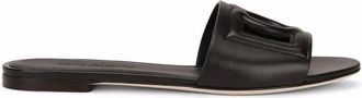 Dolce & Gabbana Dg Millennials Logo Leather Flat Slides Shoes