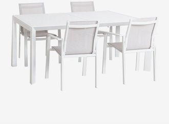 Sklum Set De Mesa Rectangular 180-240x100 Cm Extensible En Aluminio Starmi Y 4 Sillas De Jard&iacute;n Eika Sklum