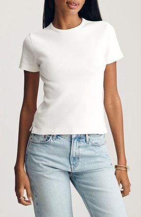 Mavi Stretch Cotton Rib T-Shirt in White at Nordstrom, Size Medium