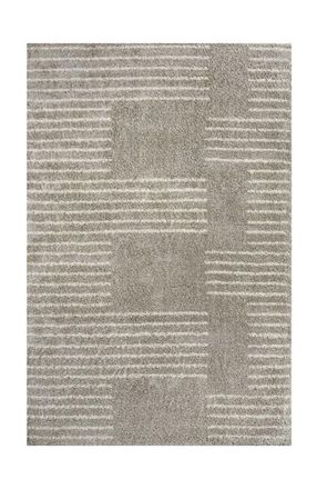Jonathan Y Designs Petra Abstract Stripe Geometric Shag Area Rug in Gray/ivory at Nordstrom, Size 5Ft 0In X 8Ft 0In