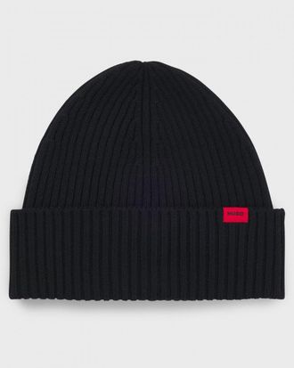 HUGO BOSS Hugo Xola Mens Beanie - Black Wool - One Size