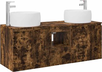 vidaXL Juego De Muebles De Ba&ntilde;o 3 Uds. Roble Ahumado Vidaxl