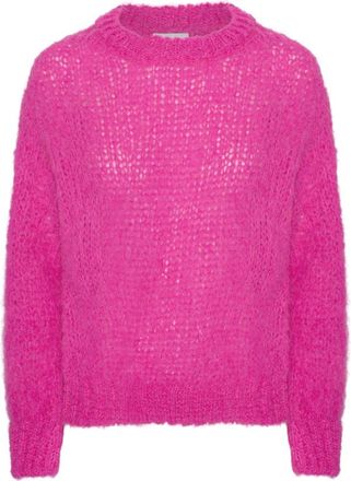 Americandreams Leonnie Alpaca Cropped Pullover - Dames - Ronde hals truien - Roze - S - Wol - Truien & Vesten