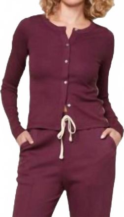 Sundry Button Down Long Sleeve Top In Eggplant