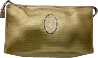 Saint Laurent Pre-owned Vintage Fabric Clutch - Dames - Vintage Clutch - Beige - ONE Size - Vintage