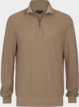 Vince Mens Geometric Jacquard Quarter-Zip Sweater